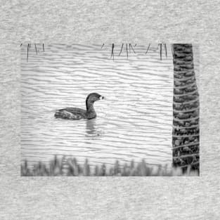 Pied Billed Grebe Black and White T-Shirt